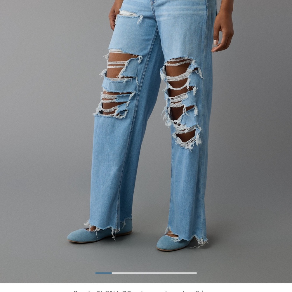 American Eagle Outfitters Light Blue Ripped Flare Jeans